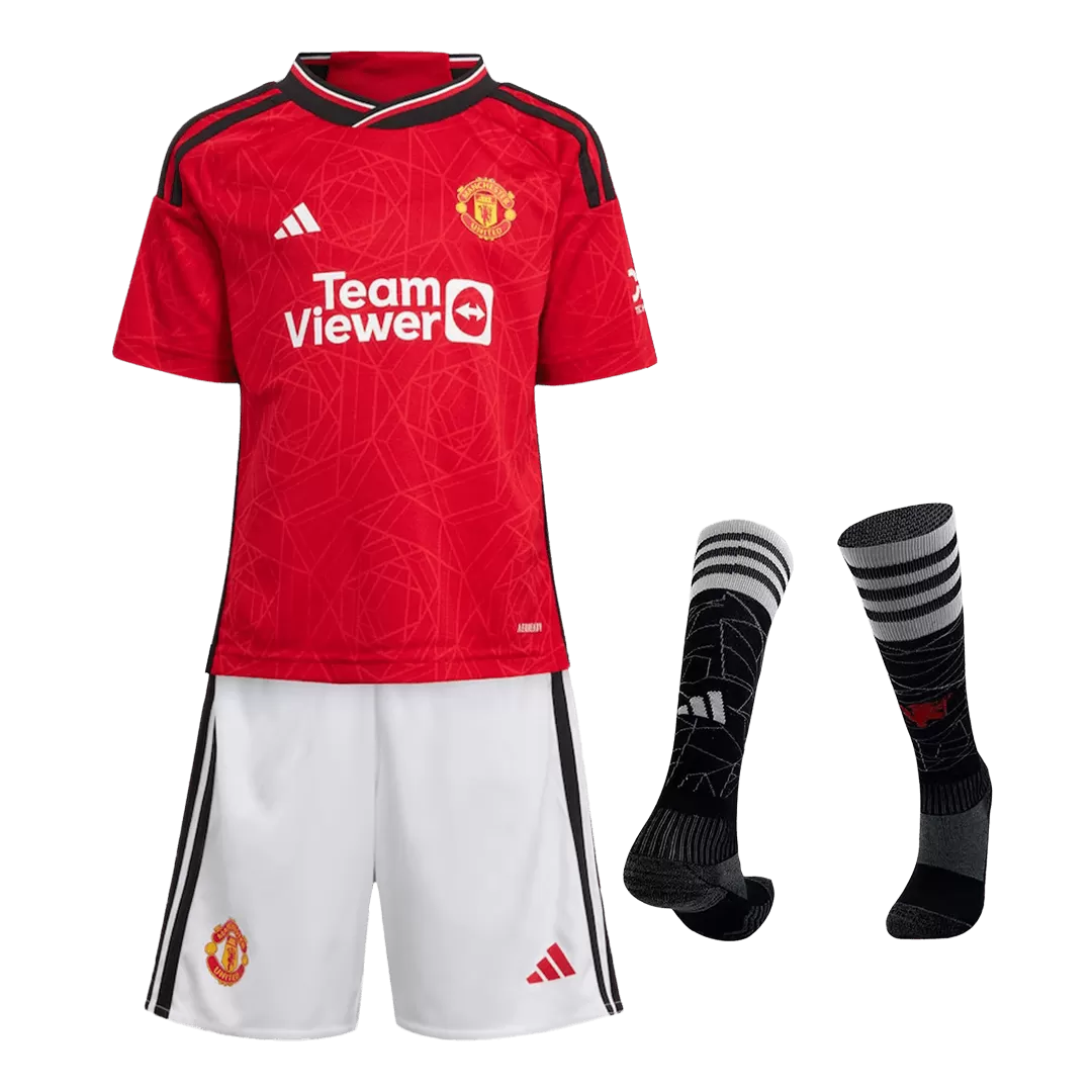 Kid's Adidas RONALDO #7 Manchester United Home Soccer Jersey Kit(Jersey+Shorts)  2021/22