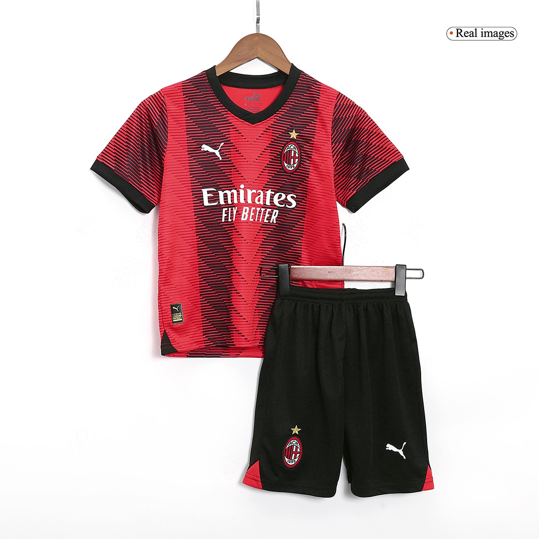 Kid's AC Milan Home Soccer Jersey Kit(Jersey+Shorts) 2023/24 - soccerdeal