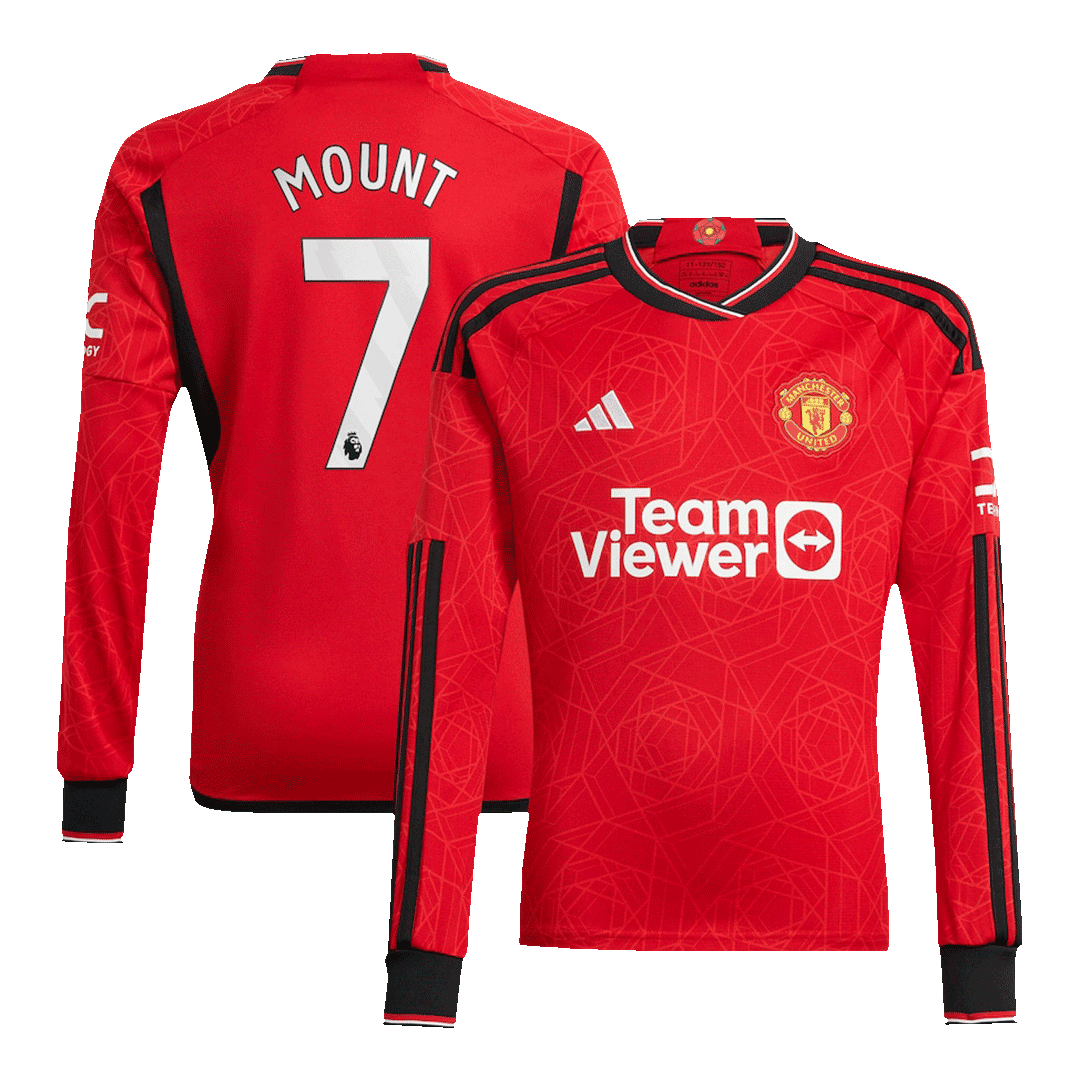 MOUNT #7 Manchester United Home Long Sleeve Soccer Jersey 2023/24 - soccerdeal