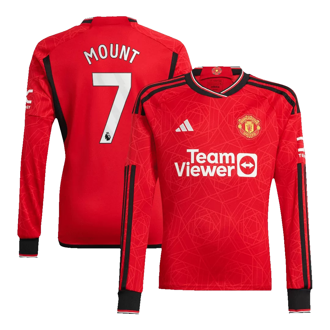 MOUNT 7 Manchester United Home Long Sleeve Soccer Jersey 2023/24