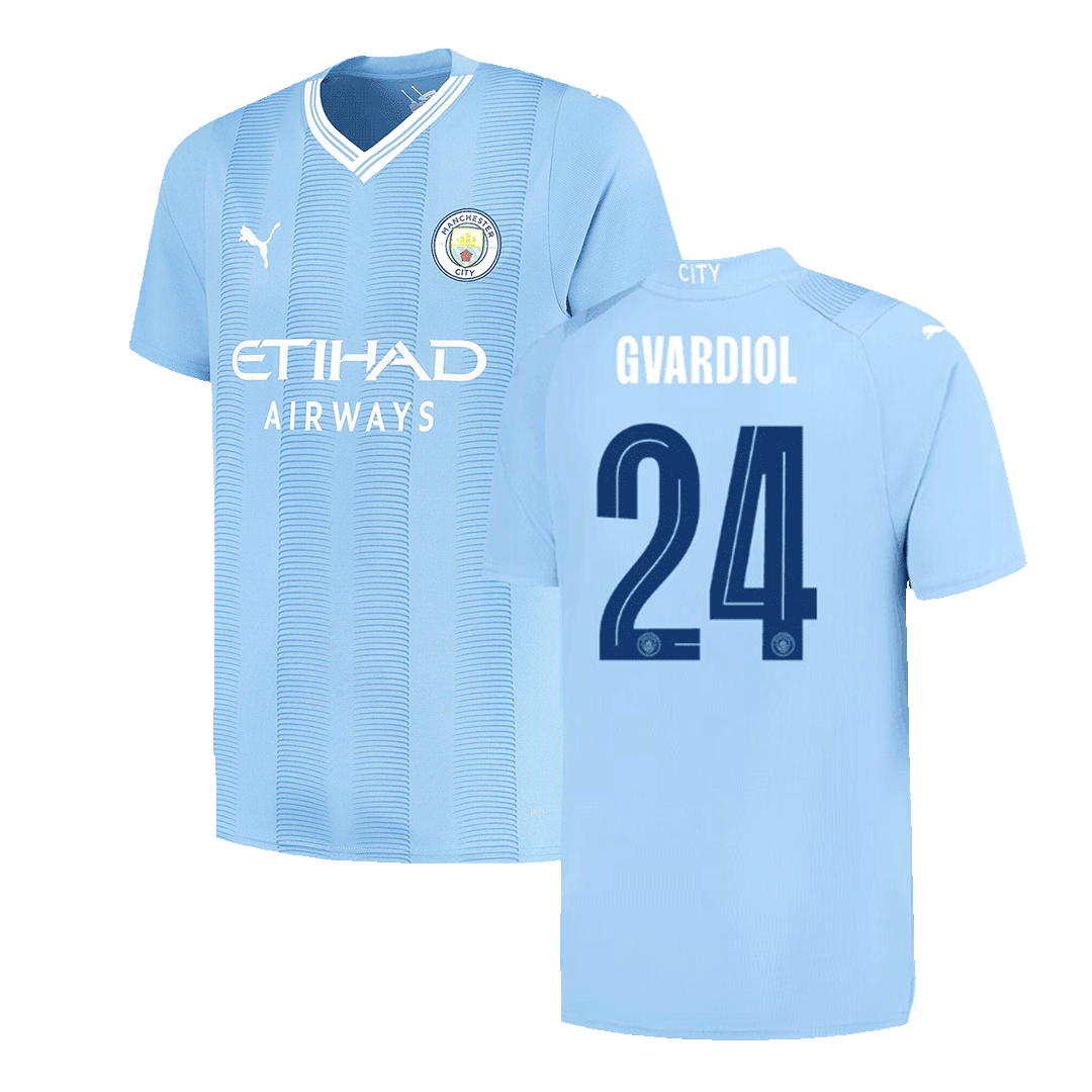 GVARDIOL #24 Manchester City Home Soccer Jersey 2023/24 -UCL - Soccerdeal