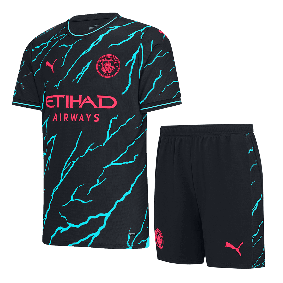 Manchester City Third Away Soccer Jersey Kit(Jersey+Shorts) 2023/24 - soccerdeal