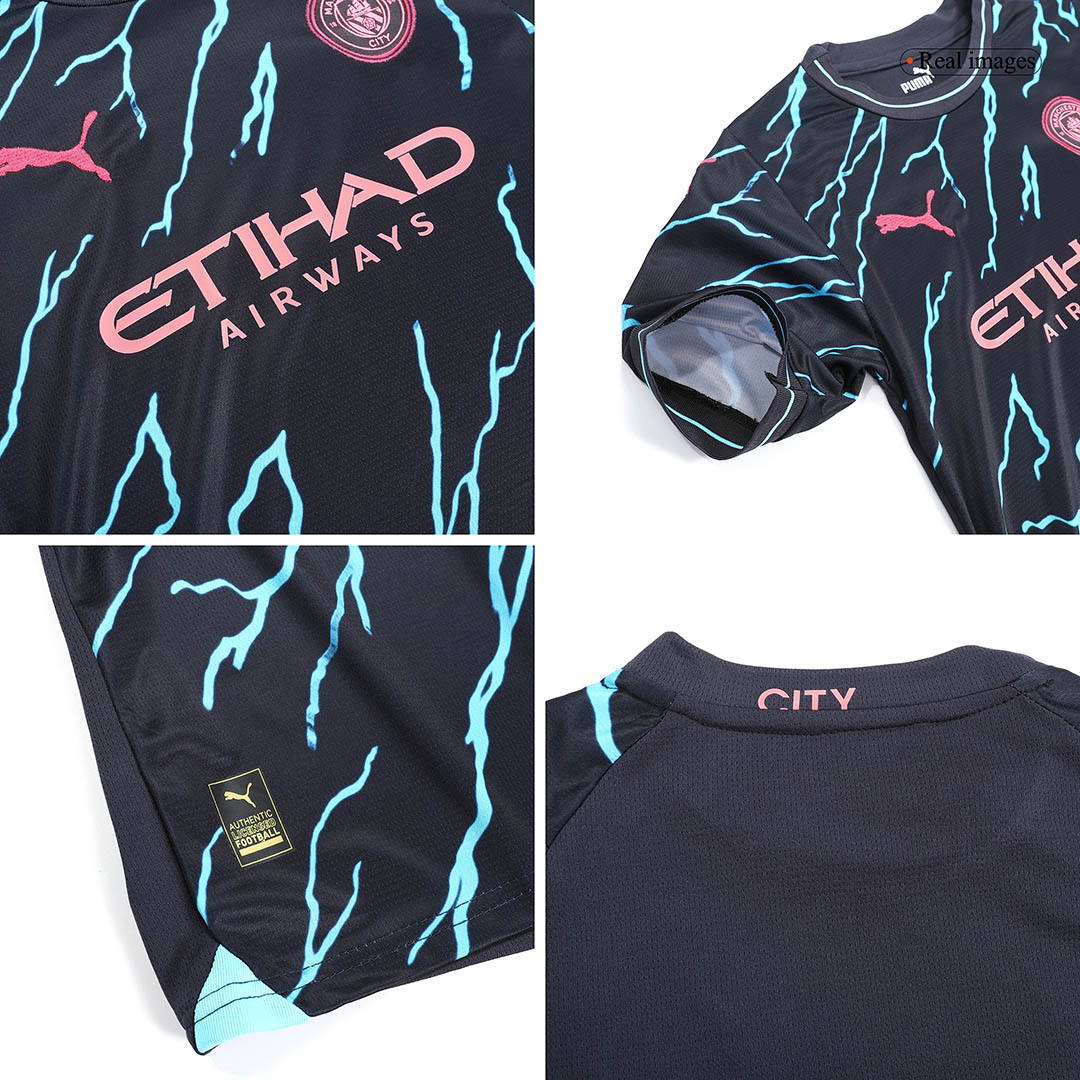 Kid's Manchester City Third Away Soccer Jersey Kit(Jersey+Shorts) 2023/24 - soccerdeal