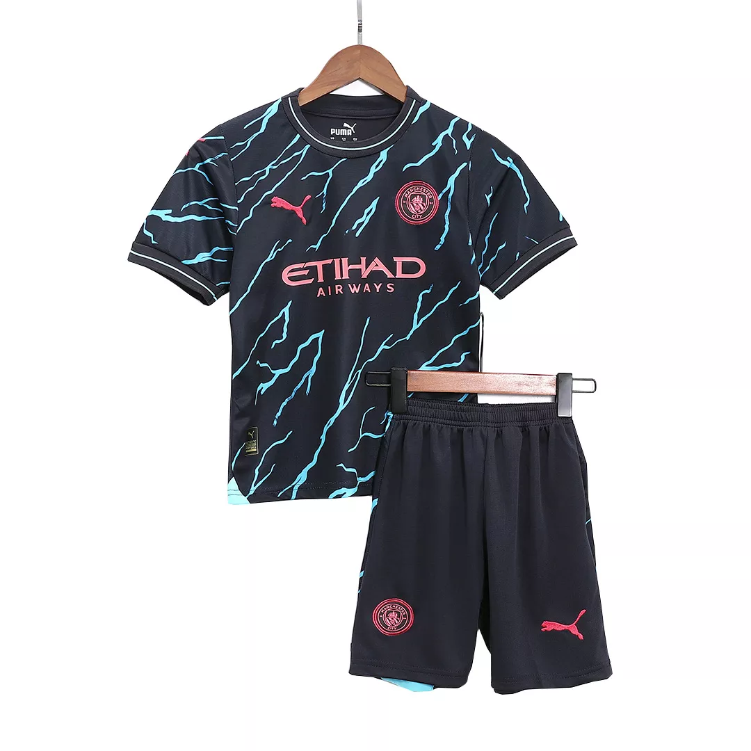Kid's Manchester City Third Away Soccer Jersey Kit(Jersey+Shorts) 2023/24