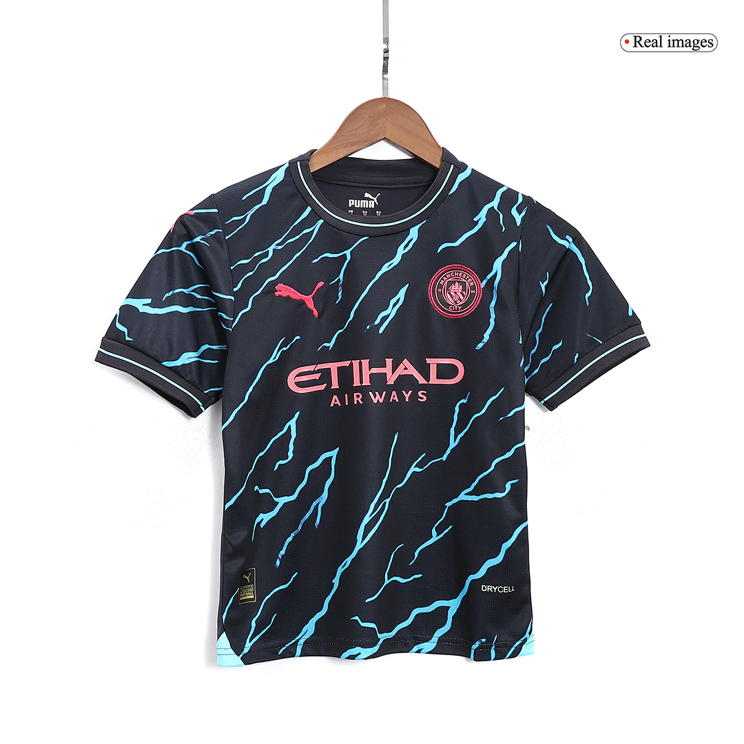 Kid's Manchester City Third Away Soccer Jersey Kit(Jersey+Shorts) 2023/24 - soccerdeal