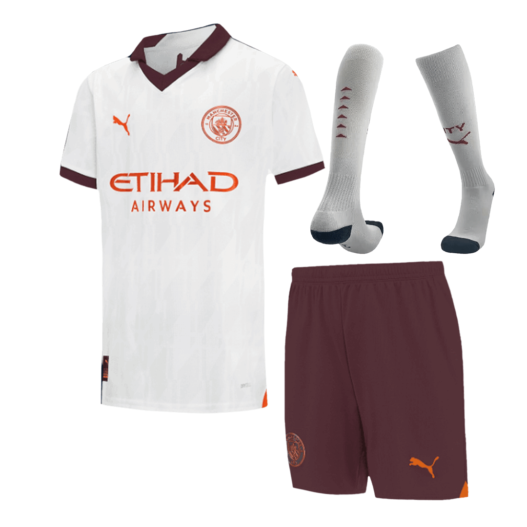 Kid's Manchester City Away Soccer Jersey Kit(Jersey+Shorts+Socks) 2023/24 - soccerdeal