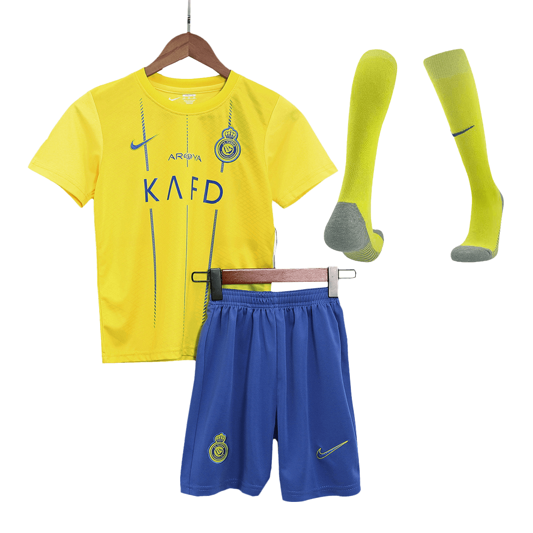 Kid's Al Nassr Home Soccer Jersey Kit(Jersey+Shorts+Socks) 2023/24 - soccerdeal