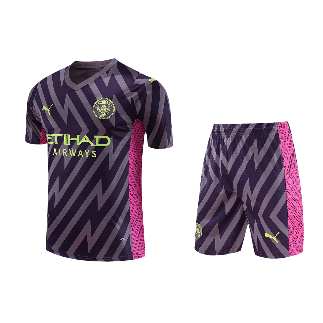 Manchester City Goalkeeper Soccer Jersey Kit(Jersey+Shorts) 2023/24 - soccerdeal