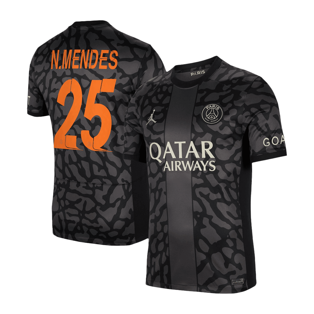 N.MENDES #25 PSG Third Away Soccer Jersey 2023/24 - UCL - soccerdeal