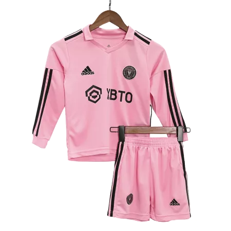 Kid's Inter Miami CF Home Long Sleeve Soccer Jersey Kit(Jersey+Shorts) 2023/24 - soccerdeal