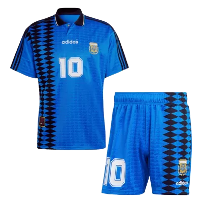 Retro #10 Argentina Away Soccer Jersey Kit(Jersey+Shorts) 1994 - Soccerdeal