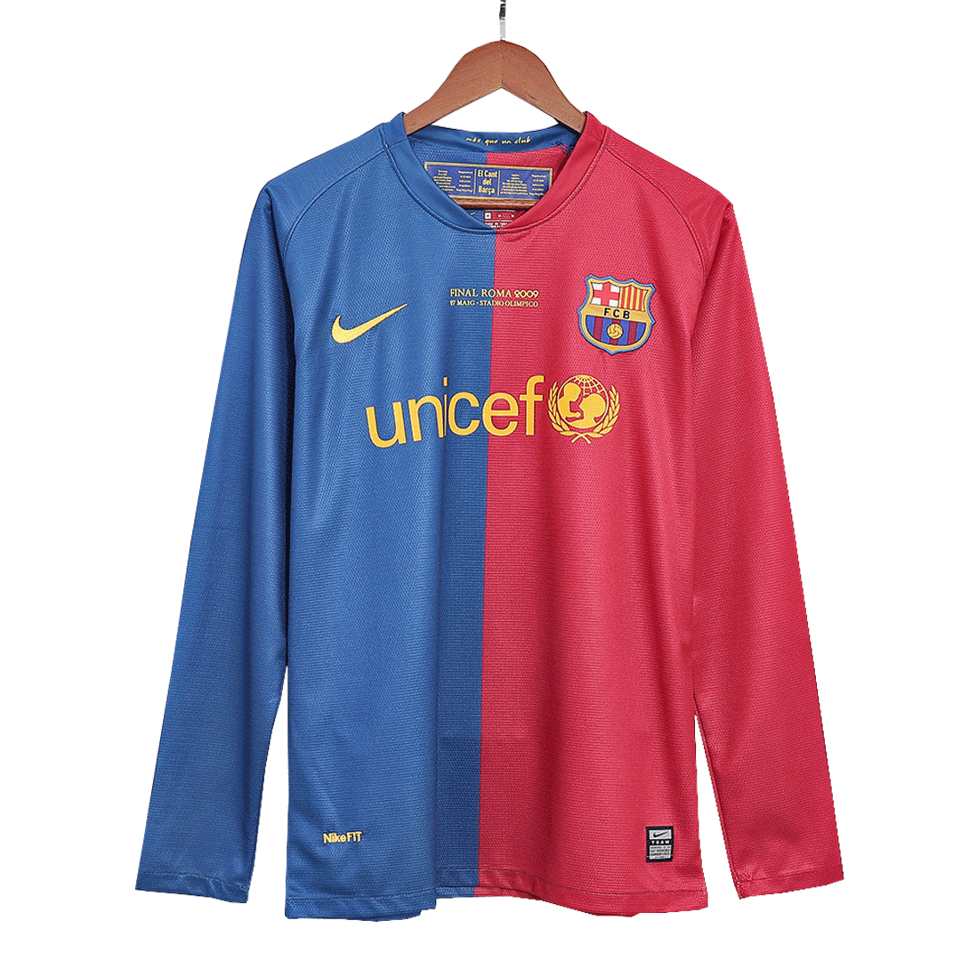 Retro 2008/09 Barcelona Home Long Sleeve Soccer Jersey - UCL Final - soccerdeal