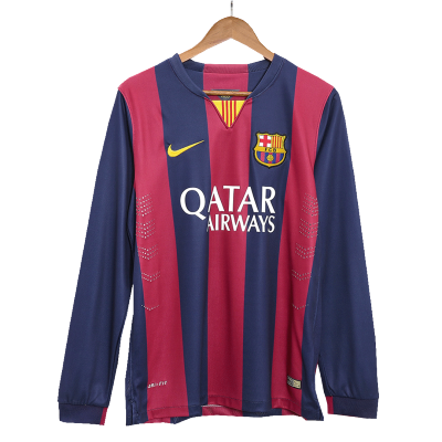 Retro 2014/15 Barcelona Home Long Sleeve Soccer Jersey - Soccerdeal