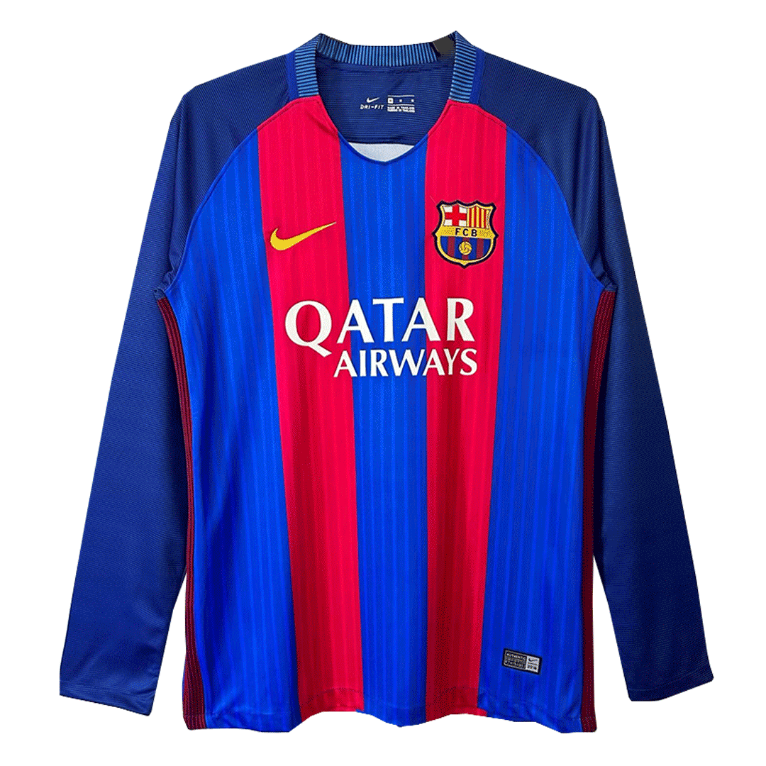 Retro 2016/17 Barcelona Home Long Sleeve Soccer Jersey - soccerdeal