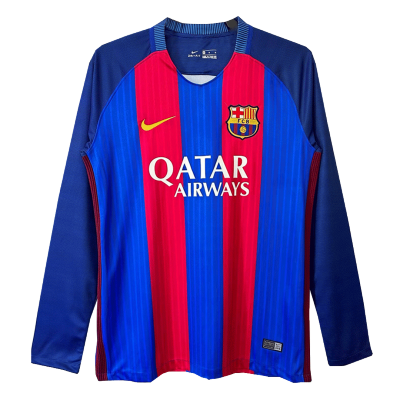 Retro 2016/17 Barcelona Home Long Sleeve Soccer Jersey - Soccerdeal