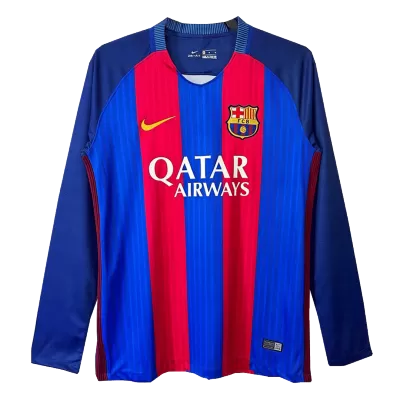 Retro 2016/17 Barcelona Home Long Sleeve Soccer Jersey - Soccerdeal