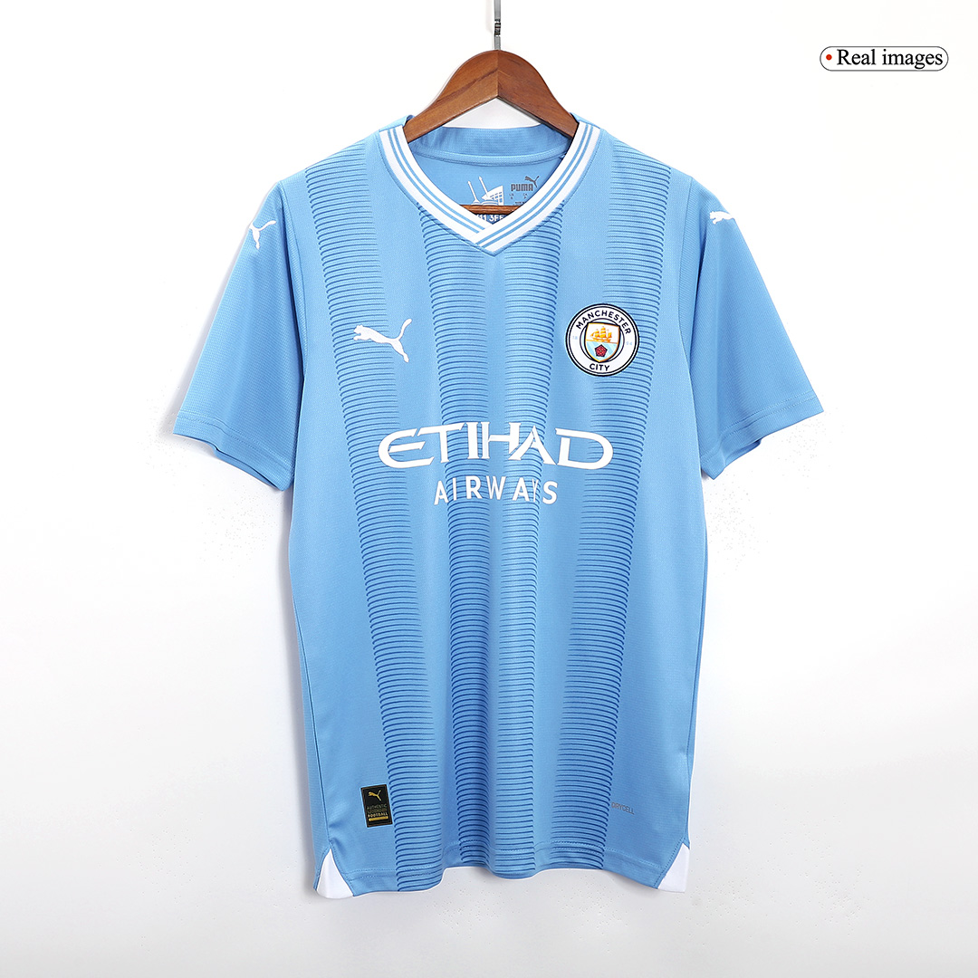 CHAMPIONS #24 Manchester City Home Soccer Jersey 2023/24 - Soccerdeal