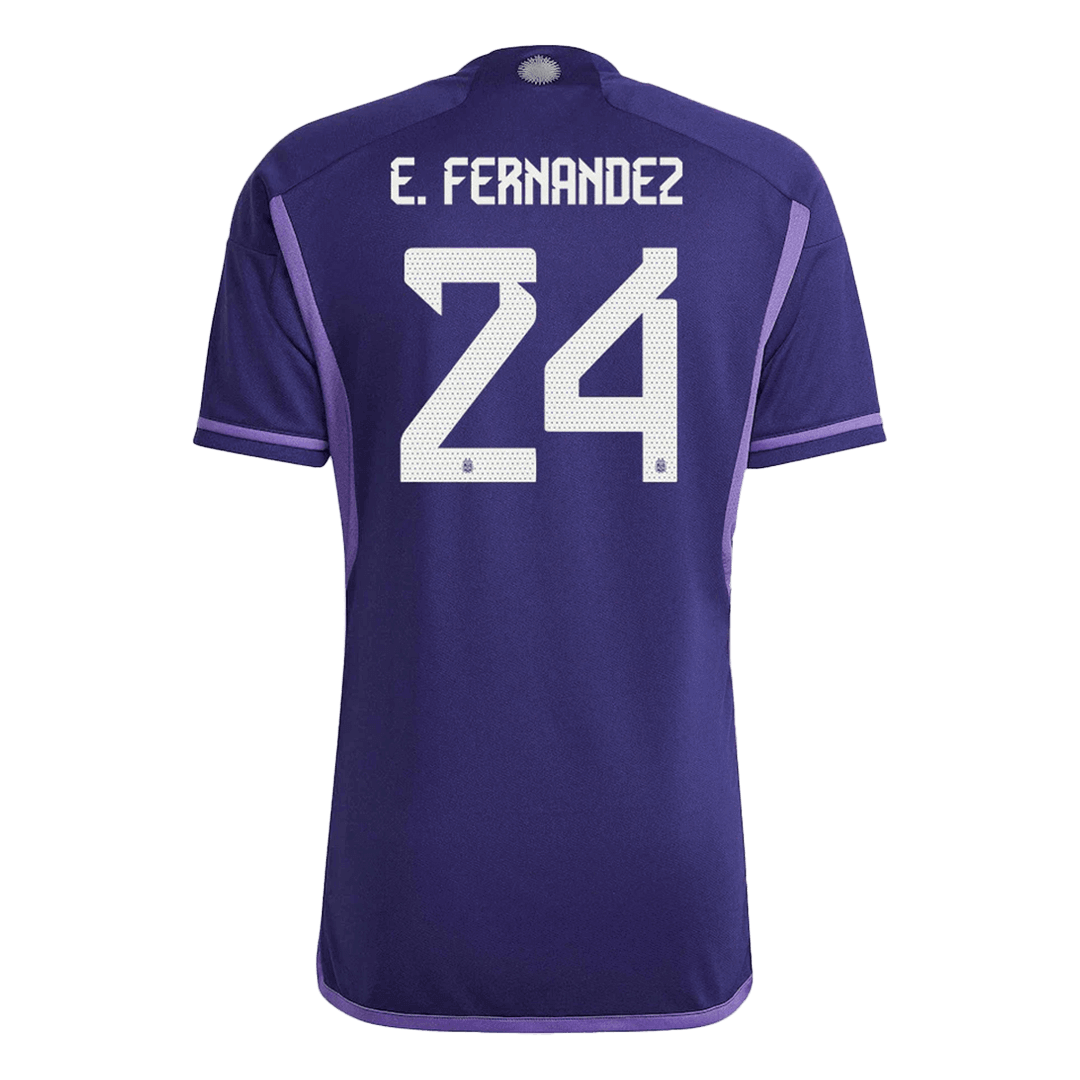 E. FERNANDEZ #24 Argentina 3 Stars Away Soccer Jersey 2022 - soccerdeal