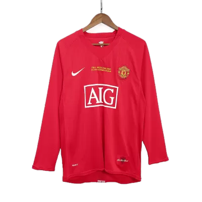 Retro 2007/08 Manchester United Champion League Home Long Sleeve Soccer Jersey - Soccerdeal