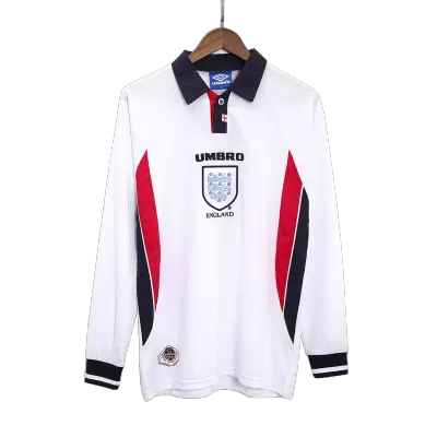 Retro 1998 England Home Long Sleeve Soccer Jersey - Soccerdeal