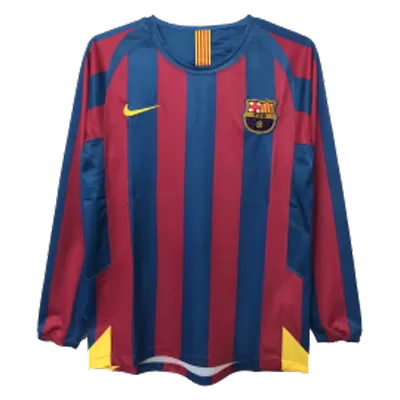 Retro 2005/06 Barcelona Home Long Sleeve Soccer Jersey - Soccerdeal