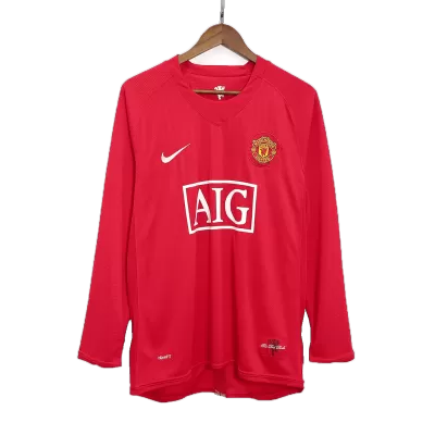 Retro 2007/08 Manchester United Home Long Sleeve Soccer Jersey - Soccerdeal