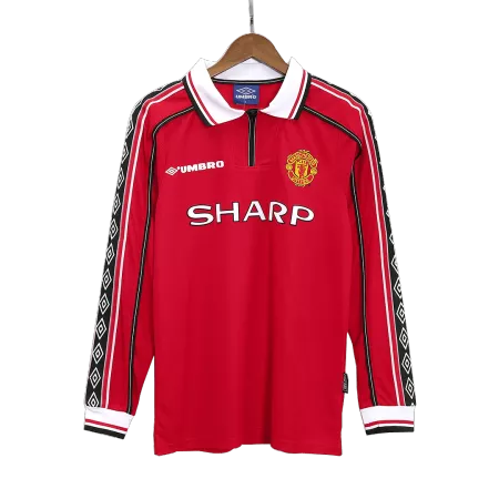 Retro 1998/99 Manchester United Home Long Sleeve Soccer Jersey - soccerdeal