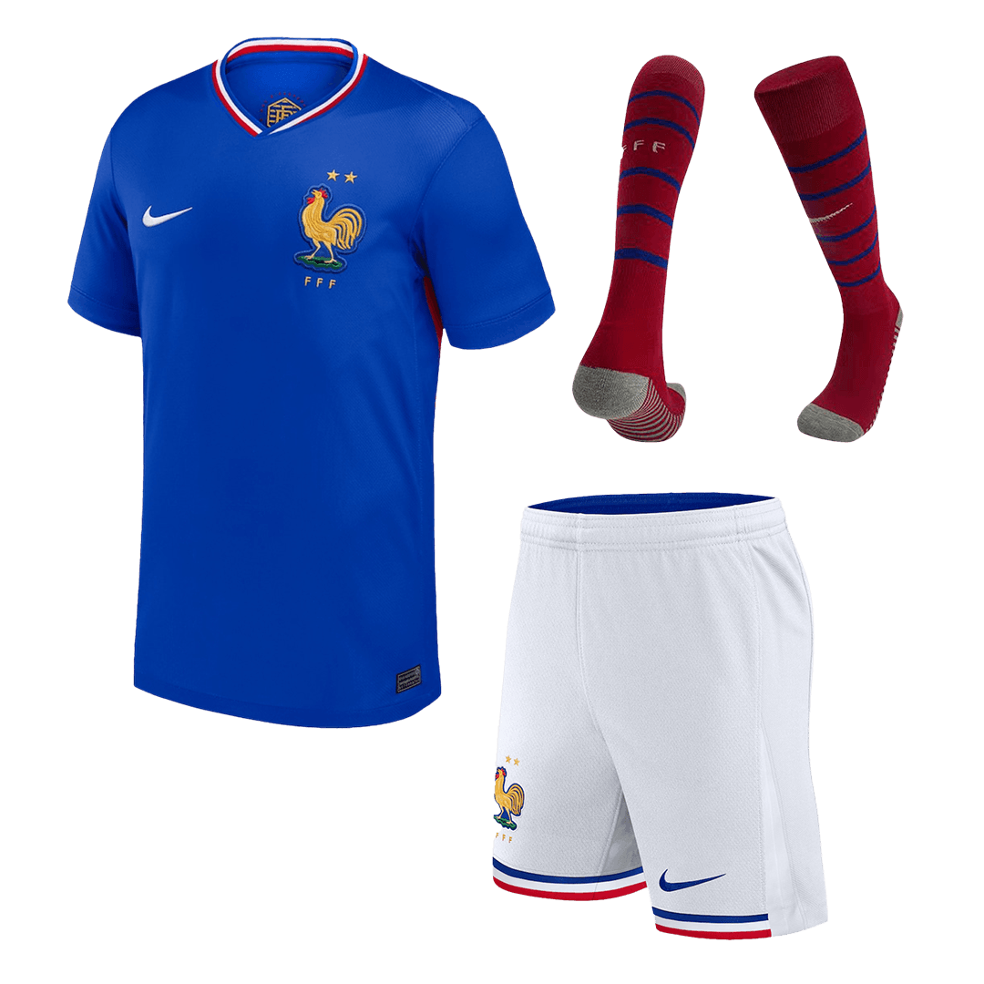 France Home Soccer Jersey Kit(Jersey+Shorts+Socks) Euro - Soccerdeal