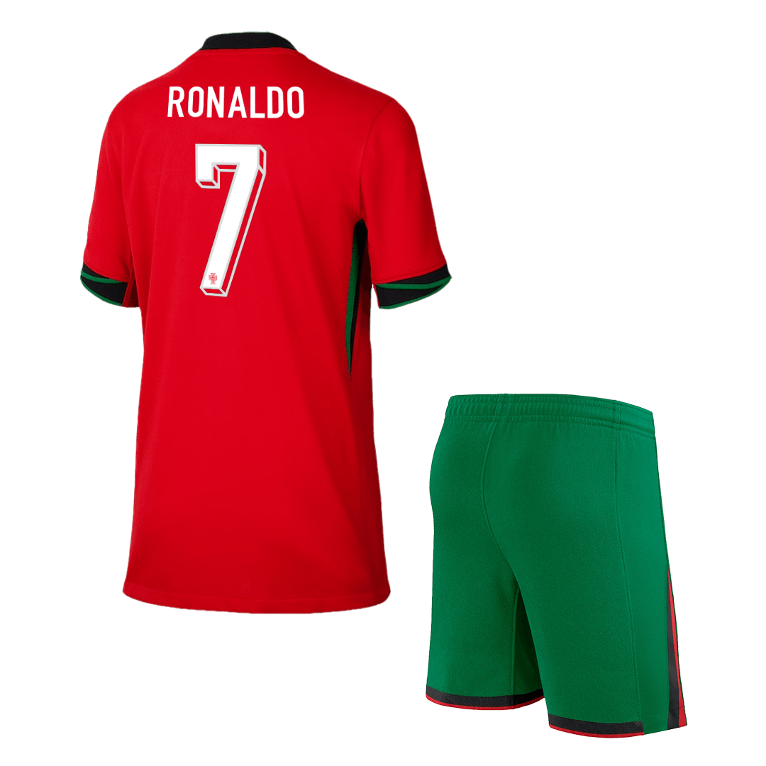 Kid's RONALDO #7 Portugal Home Soccer Jersey Kit(Jersey+Shorts) Euro - Soccerdeal