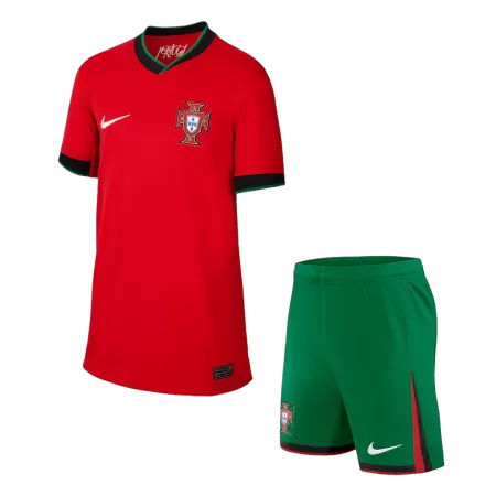 Kid's Portugal Home Soccer Jersey Kit(Jersey+Shorts) Euro 2024 - soccerdeal