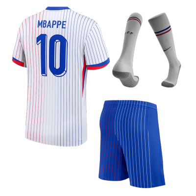 Kid's MBAPPE #10 France Away Soccer Jersey Kit(Jersey+Shorts+Socks) Euro 2024 - Soccerdeal