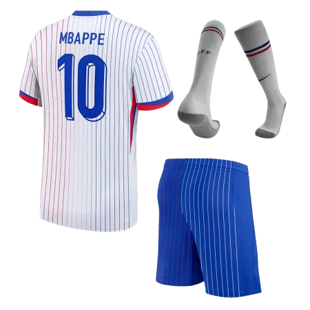 Kid's MBAPPE #10 France Away Soccer Jersey Kit(Jersey+Shorts+Socks) Euro 2024 - soccerdeal