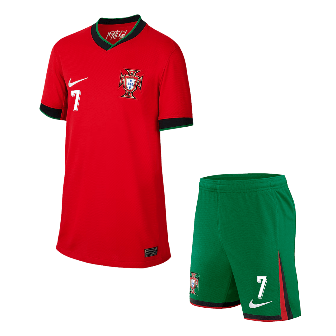 Kid's RONALDO #7 Portugal Home Soccer Jersey Kit(Jersey+Shorts) Euro - Soccerdeal