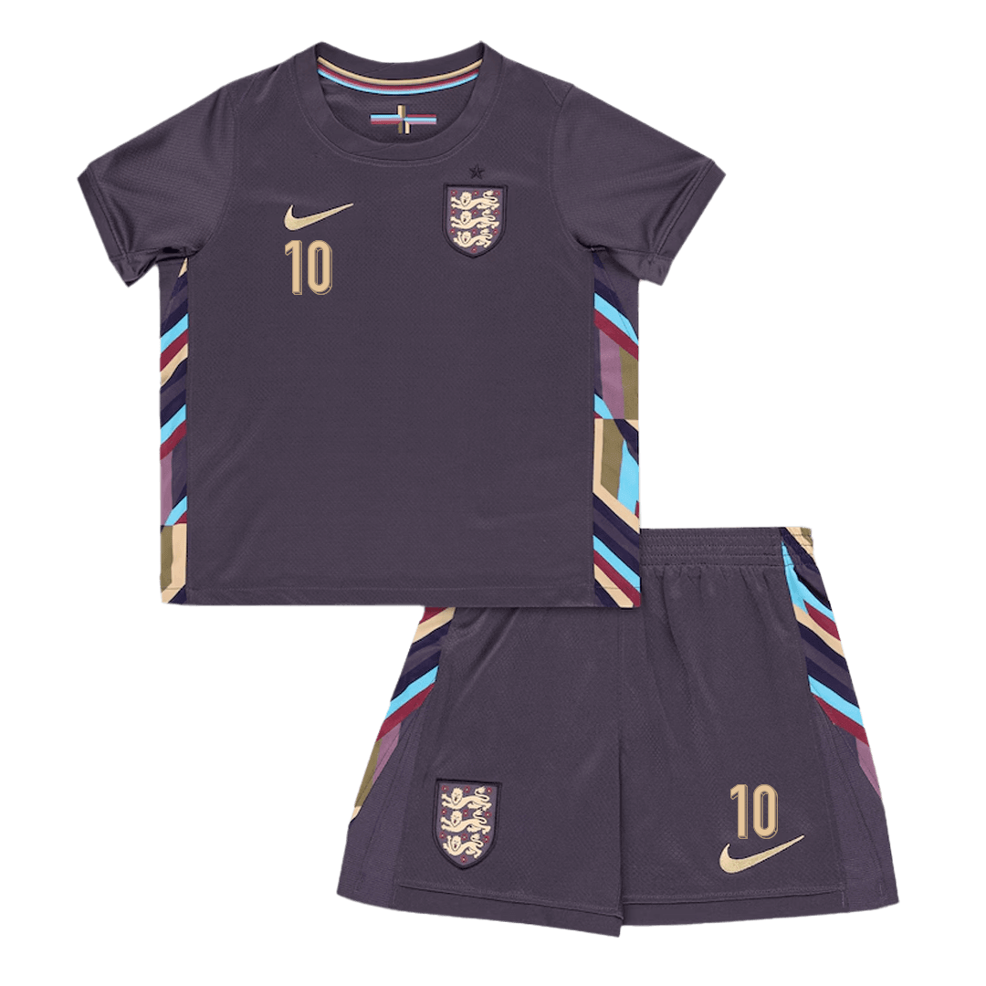 Kid's BELLINGHAM #10 England Away Soccer Jersey Kit(Jersey+Shorts) Euro - Soccerdeal