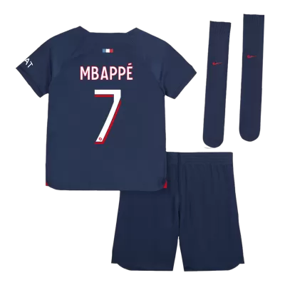 Kid's MBAPPÉ #7 PSG Home Soccer Jersey Kit(Jersey+Shorts+Socks) 2023/24 - Soccerdeal