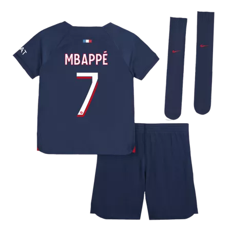Kid's MBAPPÉ #7 PSG Home Soccer Jersey Kit(Jersey+Shorts+Socks) 2023/24 - soccerdeal