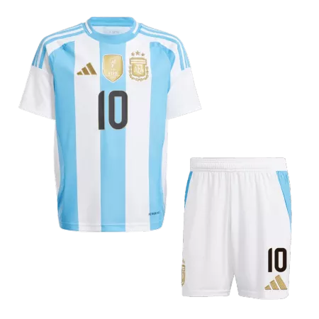 Kid's MESSI #10 Argentina Home Soccer Jersey Kit(Jersey+Shorts) Copa America 2024 - soccerdeal