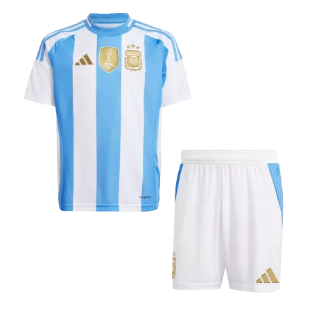Kid's Argentina Home Soccer Jersey Kit(Jersey+Shorts) Copa America 2024 - soccerdeal