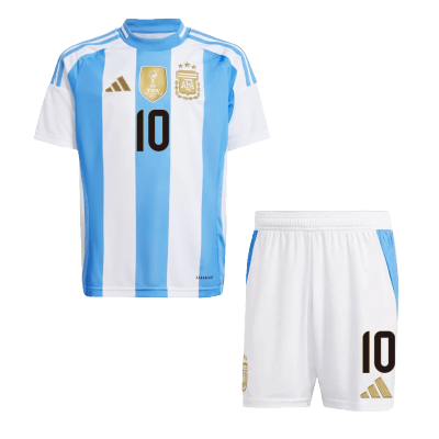 Kid's MESSI #10 Argentina Home Soccer Jersey Kit(Jersey+Shorts) 2024 - Soccerdeal