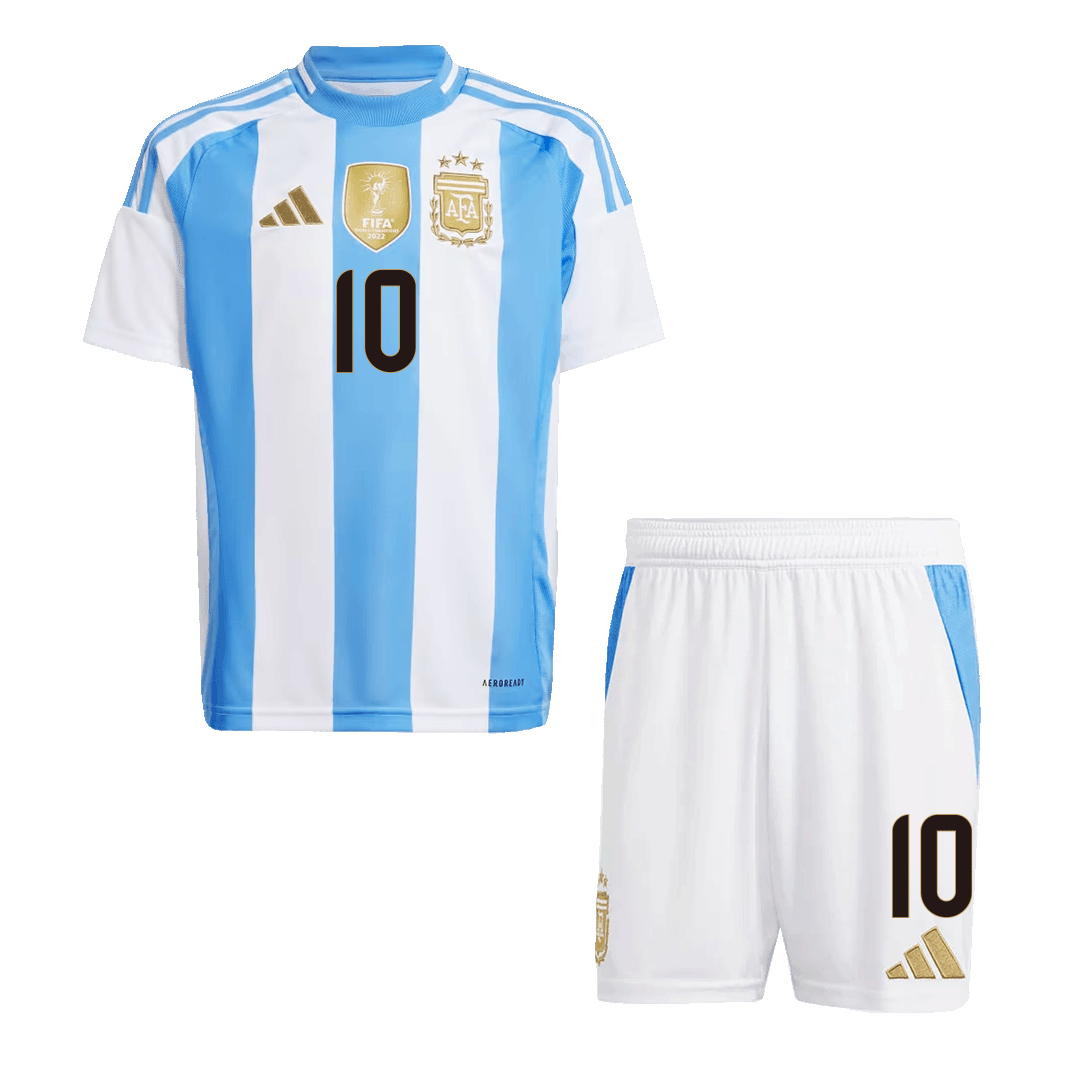 Kid's MESSI #10 Argentina Home Soccer Jersey Kit(Jersey+Shorts) - Soccerdeal