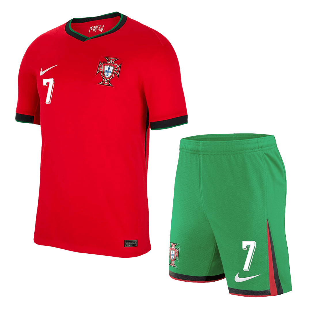 RONALDO #7 Portugal Home Soccer Jersey Kit(Jersey+Shorts) Euro - Soccerdeal