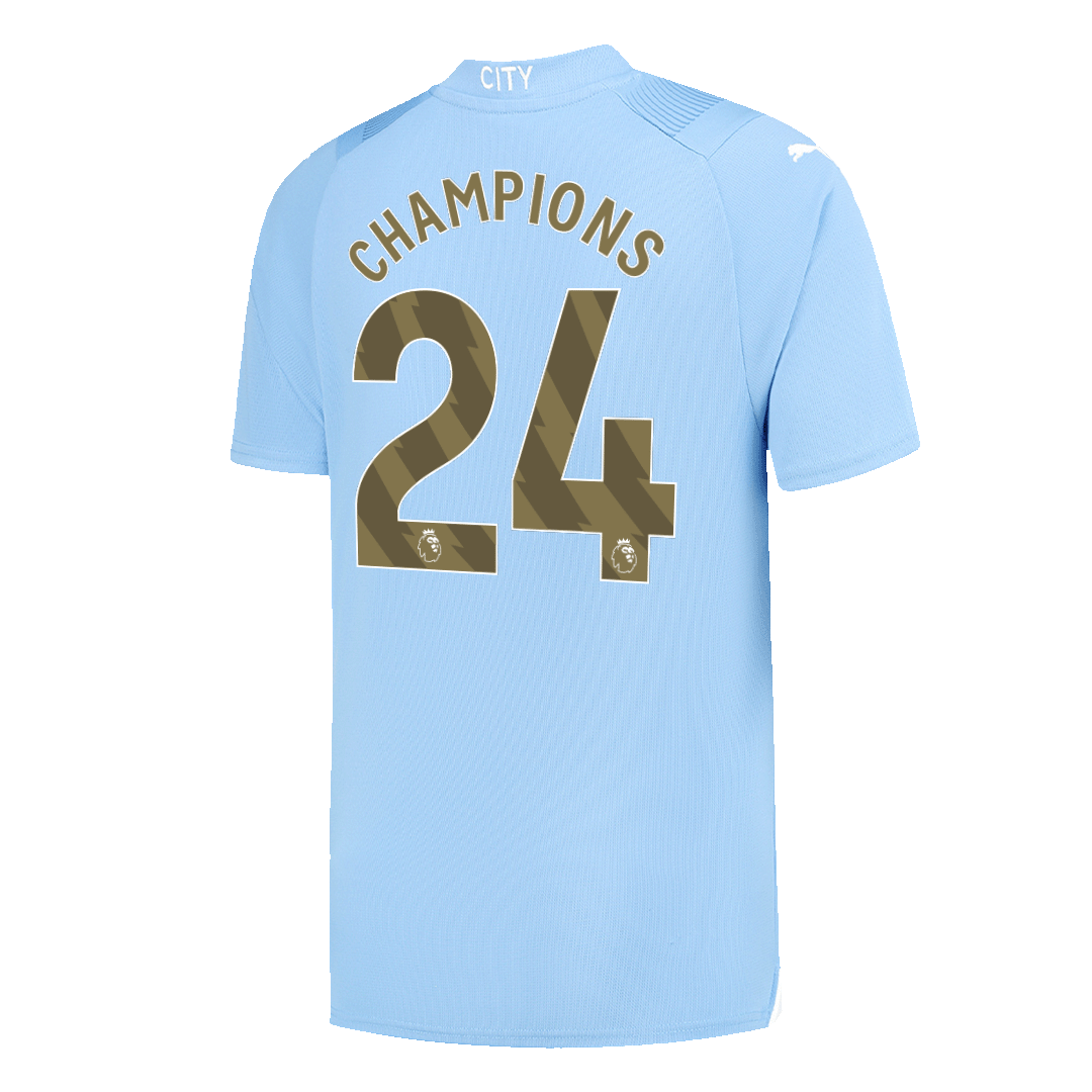 CHAMPIONS #24 Manchester City Home Soccer Jersey 2023/24 - Soccerdeal