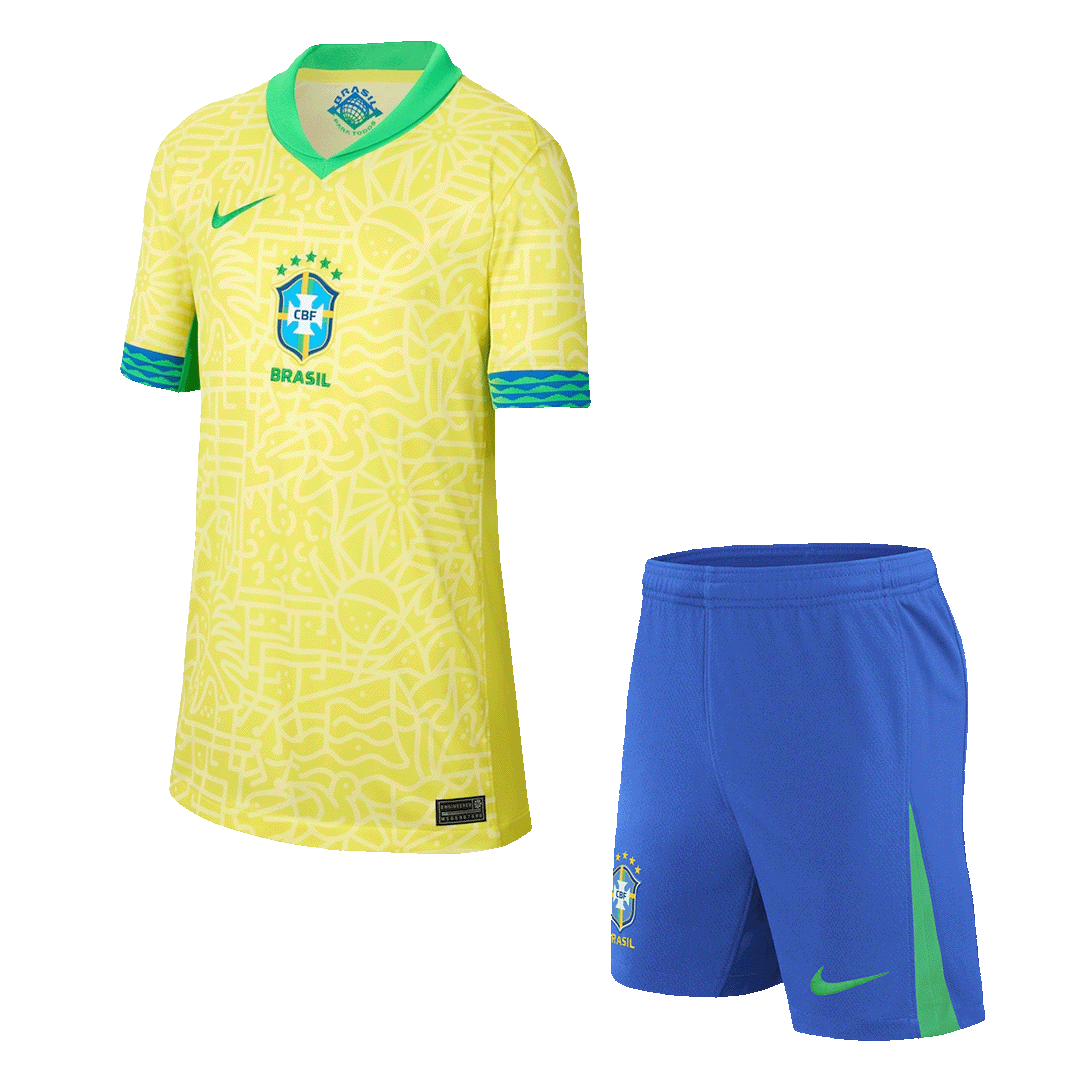 Kid's Brazil Home Soccer Jersey Kit(Jersey+Shorts) Copa America - Soccerdeal
