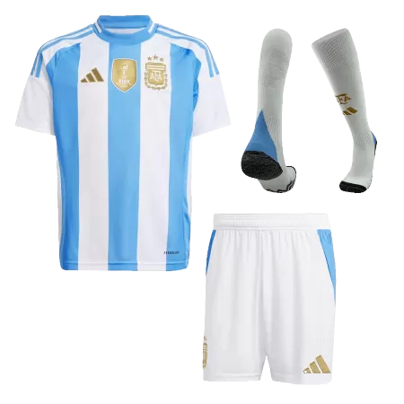 Kid's Argentina Home Soccer Jersey Kit(Jersey+Shorts+Socks) Copa America 2024 - Soccerdeal