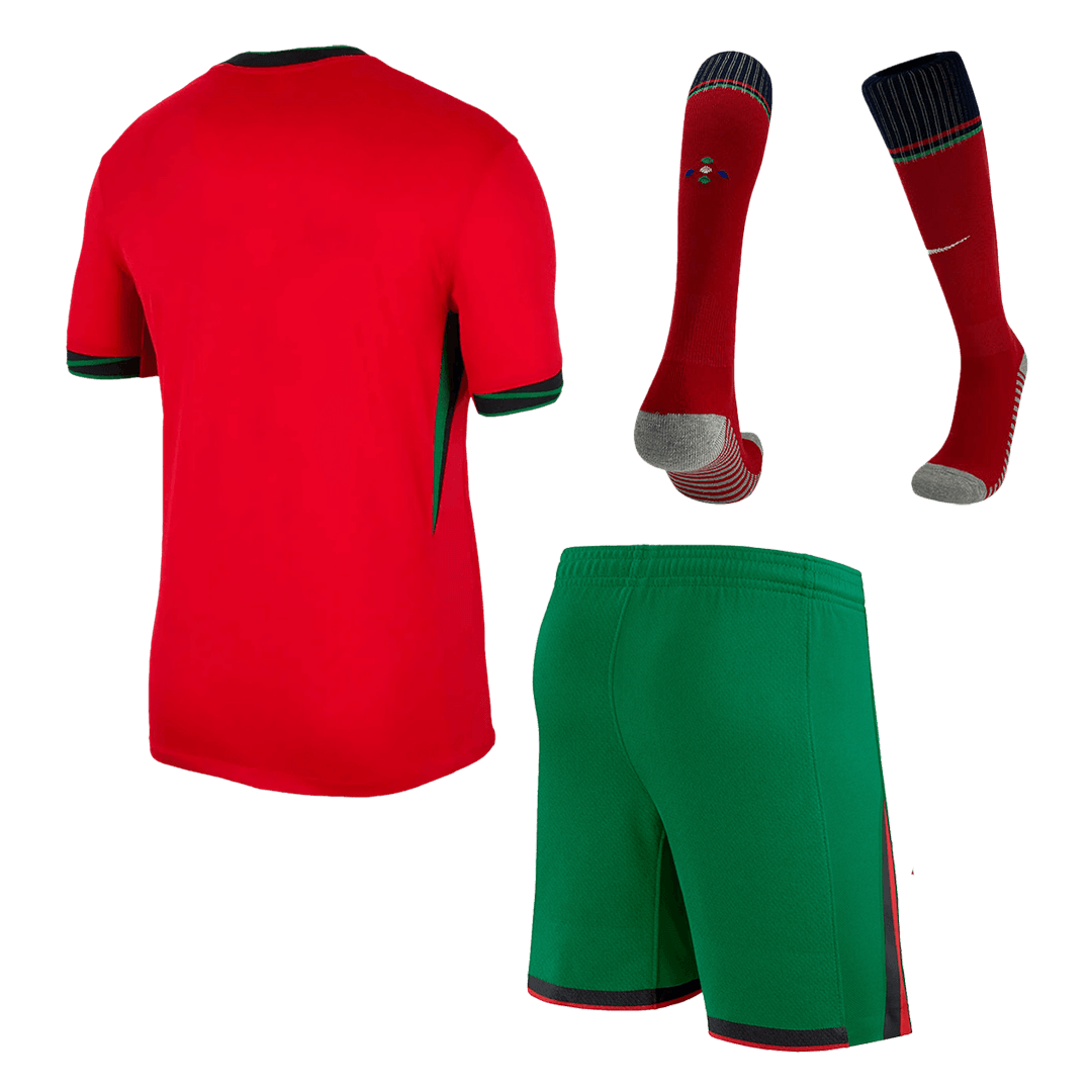 Portugal Home Soccer Jersey Kit(Jersey+Shorts+Socks) Euro - Soccerdeal