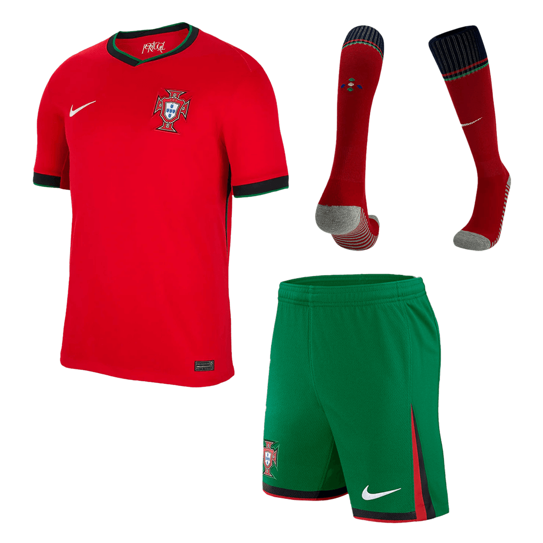 Portugal Home Soccer Jersey Kit(Jersey+Shorts+Socks) Euro - Soccerdeal