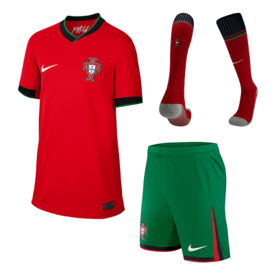 Kid's Portugal Home Soccer Jersey Kit(Jersey+Shorts+Socks) Euro 2024 - Soccerdeal