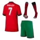 Kid's RONALDO #7 Portugal Home Soccer Jersey Kit(Jersey+Shorts+Socks) Euro 2024 - Soccerdeal
