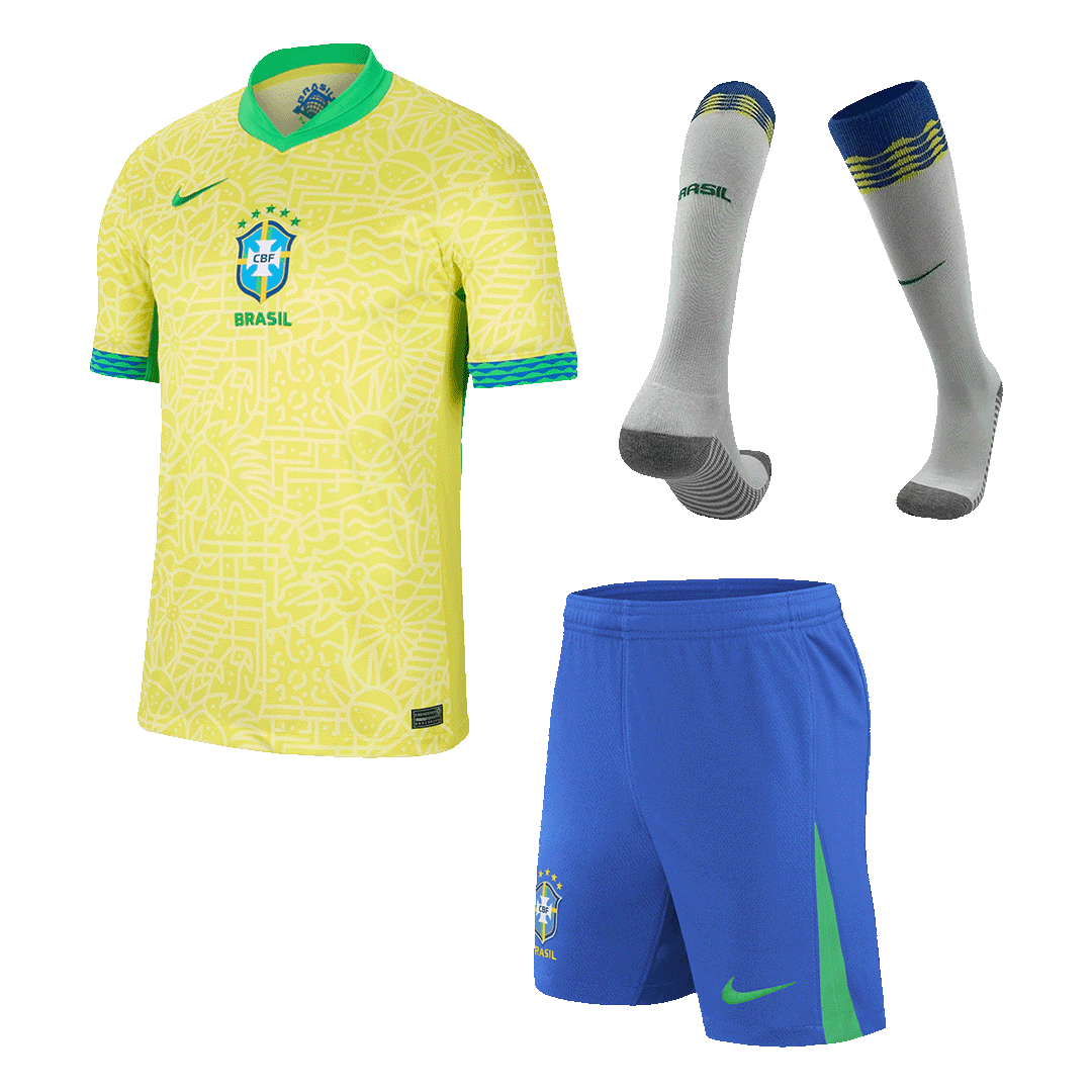 Brazil Home Soccer Jersey Kit(Jersey+Shorts+Socks) - Soccerdeal