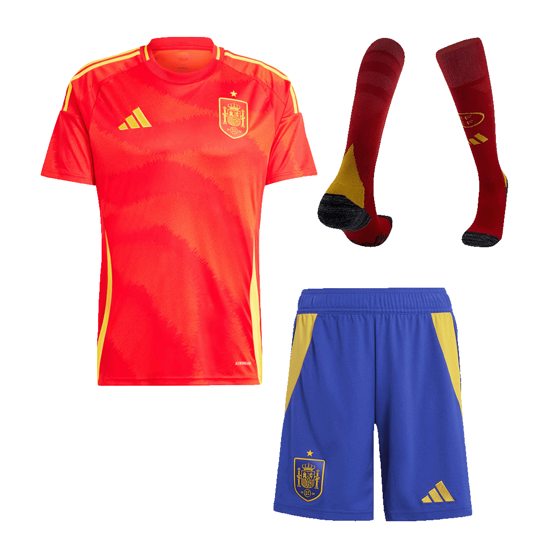 Spain Home Soccer Jersey Kit(Jersey+Shorts+Socks) Euro - Soccerdeal